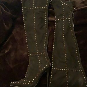 Thigh high stone boots